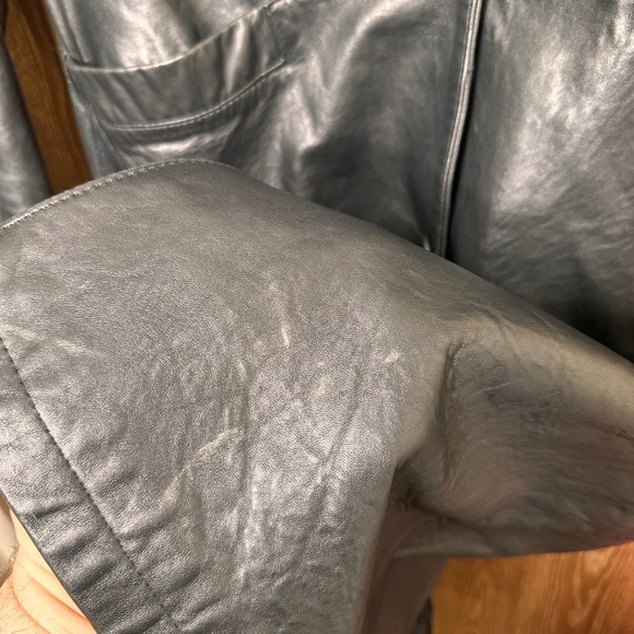 VTG Pelle Studio Black Genuine Leather Blazer Trench Jacket Women's M Thermolite - Picture 4 of 12